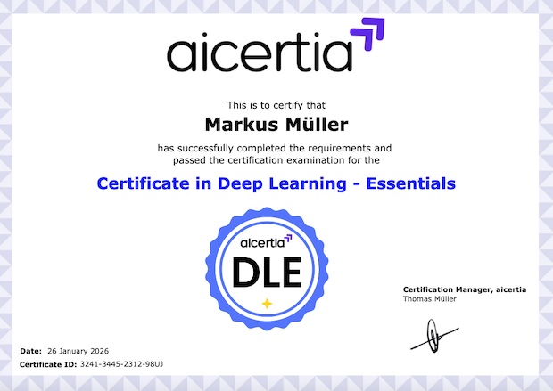 Certificate in Deep Learning